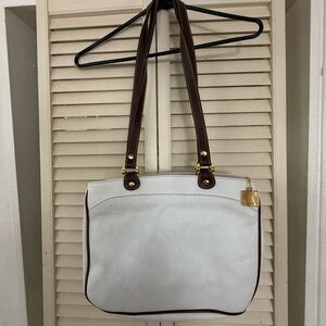Francesco Biasia White and Brown Shoulder Bag